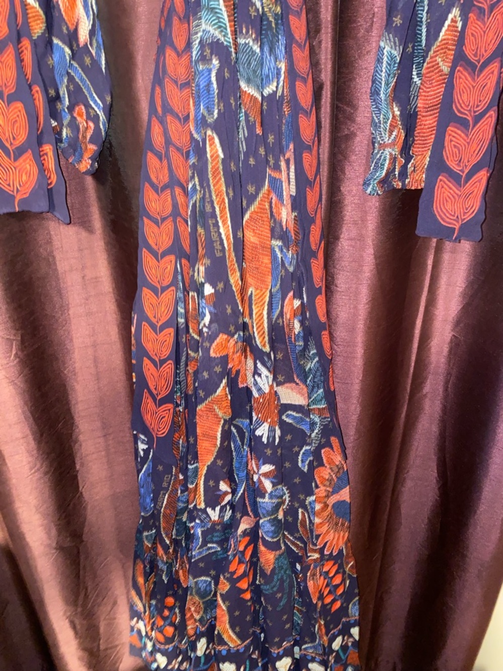 FARM Rio Cutout Georgette Tropical Shine Navy and Red Dark Blue Maxi Dress RP $3 - Picture 5 of 6